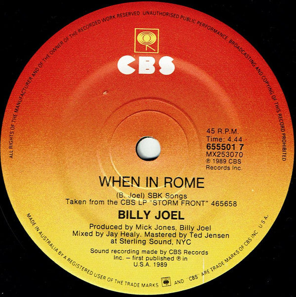 Billy Joel : I Go To Extremes (7", Single)