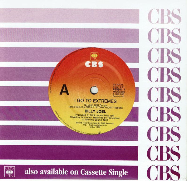 Billy Joel : I Go To Extremes (7", Single)