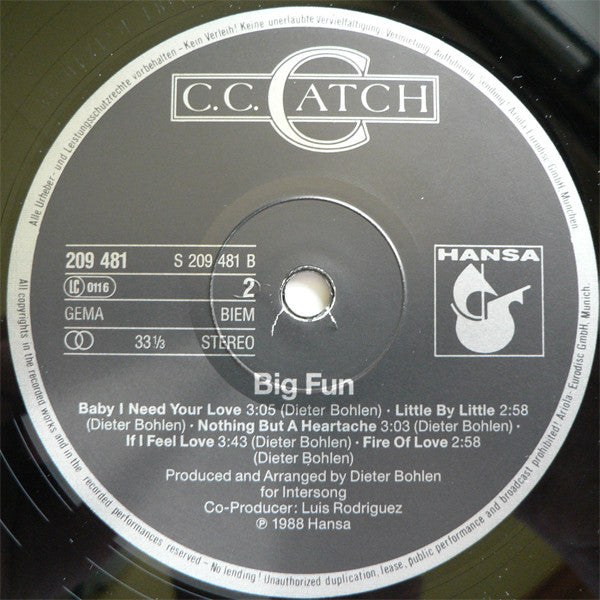 C.C. Catch : Big Fun (LP, Album)