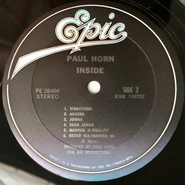 Paul Horn : Inside (LP, Album, RE)