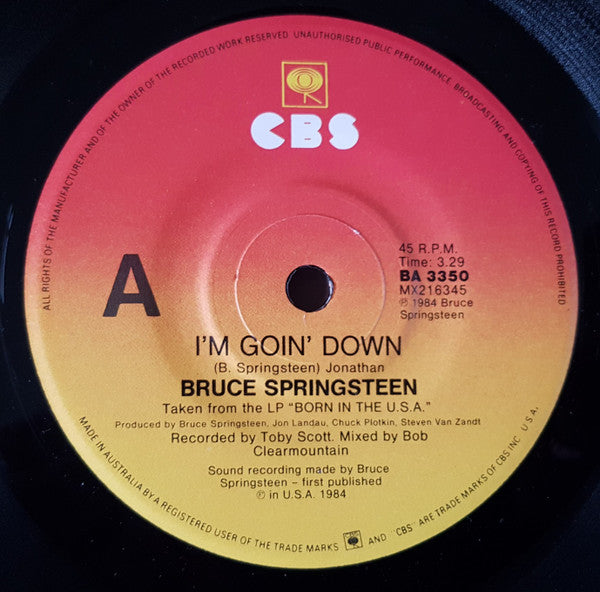 Bruce Springsteen : I'm Goin' Down (7", Single)