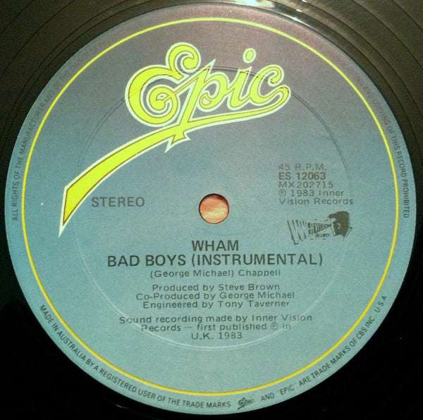 Wham! : Bad Boys (12", Single)