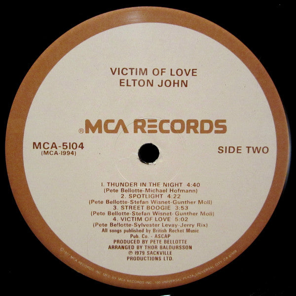 Elton John : Victim Of Love (LP, Album, Glo)