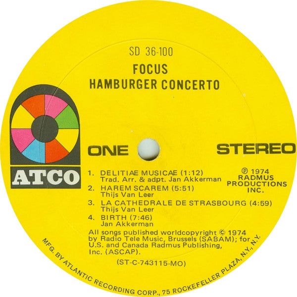 Focus (2) : Hamburger Concerto (LP, Album, Mon)