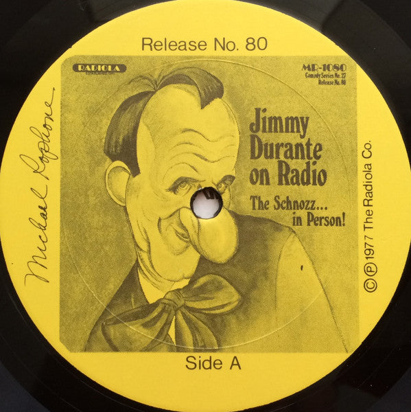 Jimmy Durante : Jimmy Durante On Radio, The Schnozz... In Person (LP, Album, Mono)