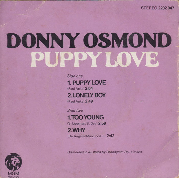 Donny Osmond : Puppy Love (7", EP)