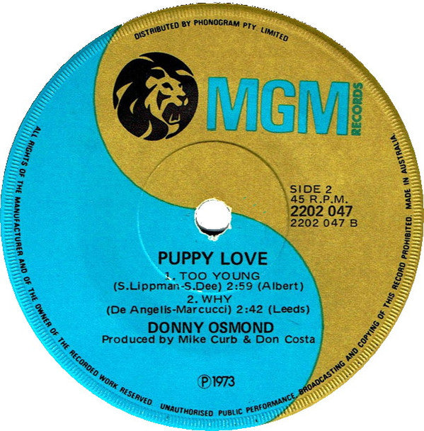 Donny Osmond : Puppy Love (7", EP)