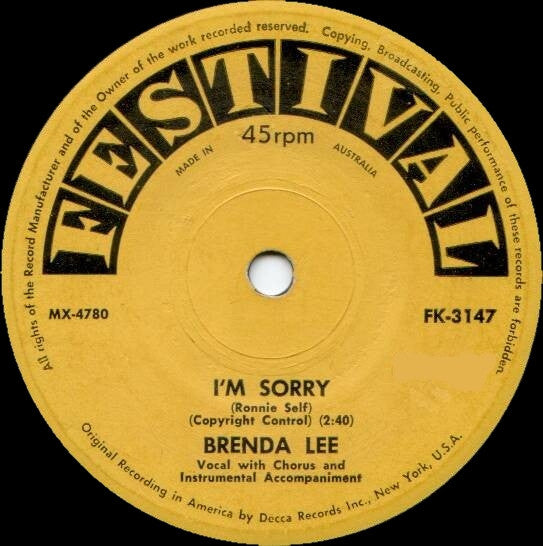 Brenda Lee : I'm Sorry / That's All You Gotta Do (7", Single)