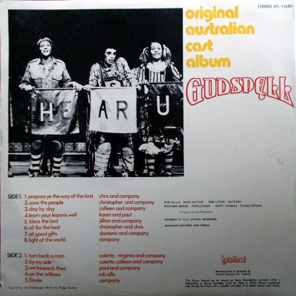 Original Australian Cast "Godspell" : Godspell (LP, Album, Gat)