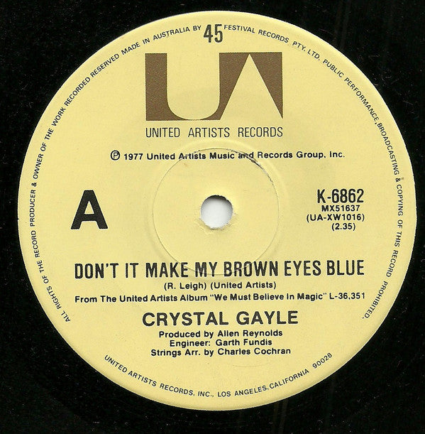 Crystal Gayle : Don't It Make My Brown Eyes Blue / It's All Right With Me (7", Single)