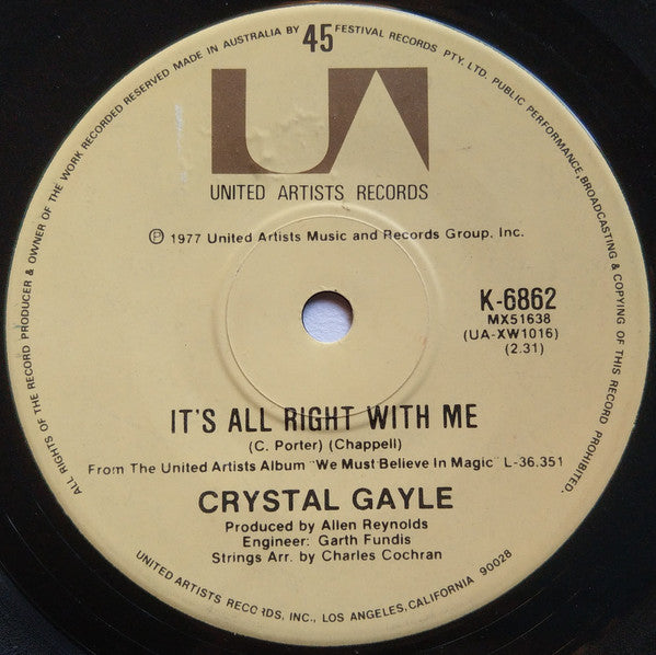 Crystal Gayle : Don't It Make My Brown Eyes Blue / It's All Right With Me (7", Single)