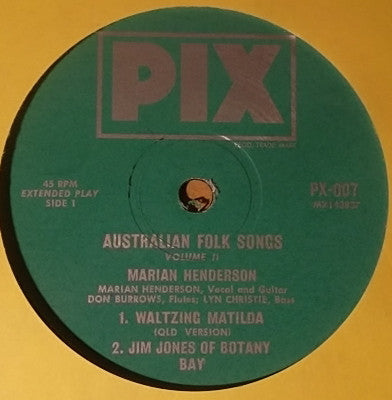 Marian Henderson : Australian Folk Songs Volume 2 (7", EP)