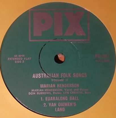 Marian Henderson : Australian Folk Songs Volume 2 (7", EP)