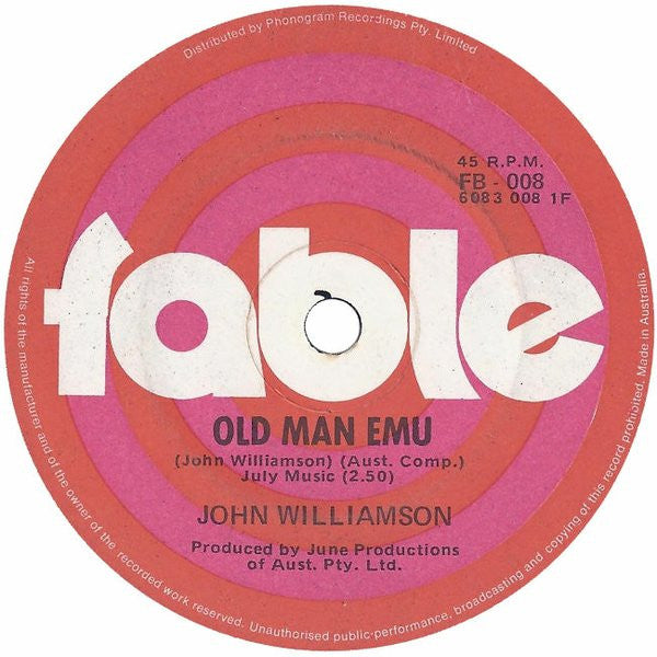 John Williamson : Old Man Emu (7", Single)