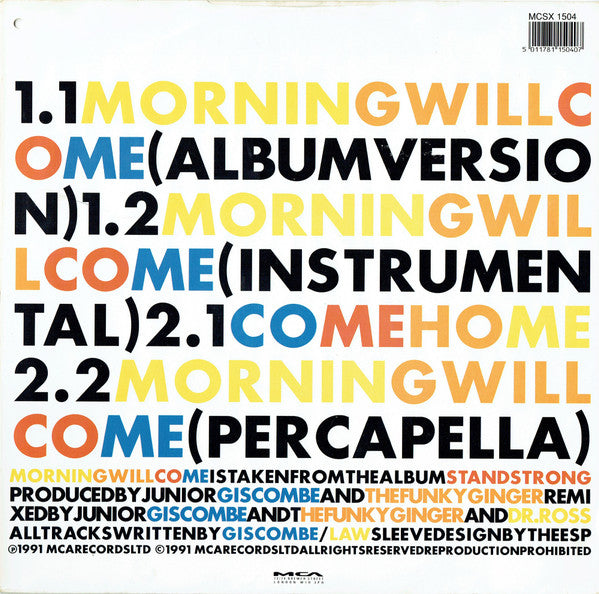 Norman Giscombe Jr. : Morning Will Come (12", Single)