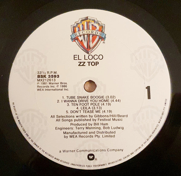 ZZ Top : El Loco (LP, Album, RE)