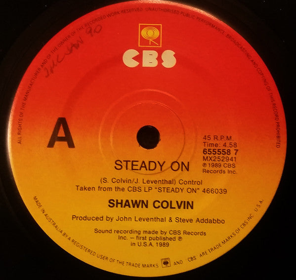 Shawn Colvin : Steady On / Steady On (Live) (7", Single)