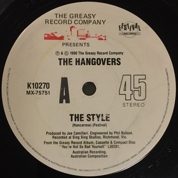 The Hangovers (5) : The Style / I Hate Summer (7&quot;, Single)