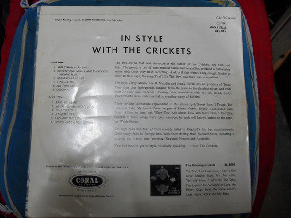 The Crickets (2) : In Style With The Crickets (LP, Album)
