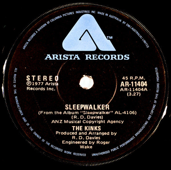 The Kinks : Sleepwalker / Full Moon (7", Single)