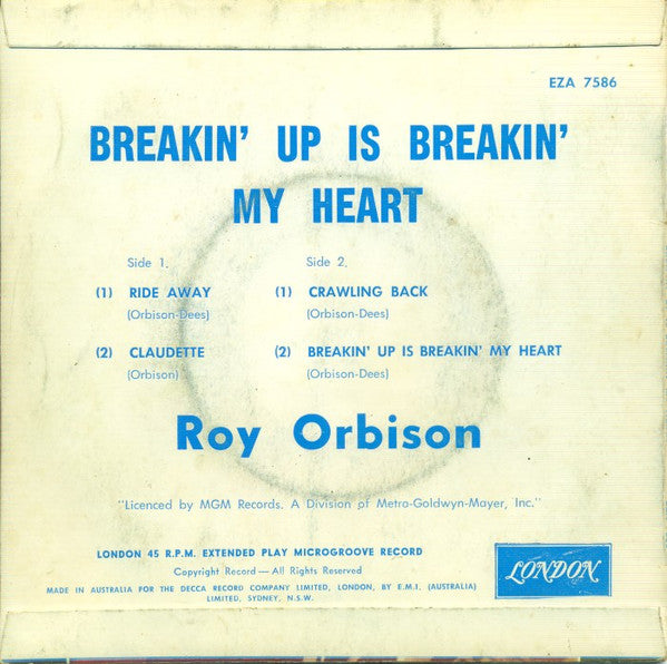 Roy Orbison : Breakin' Up Is Breakin' My Heart (7", EP)