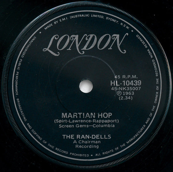 The Ran-Dells : Martian Hop (7", Single, RE)