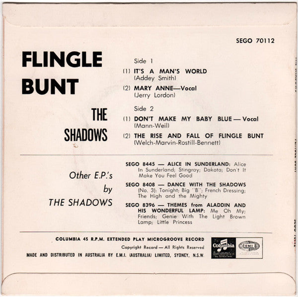 The Shadows : Flingle Bunt (7", EP)