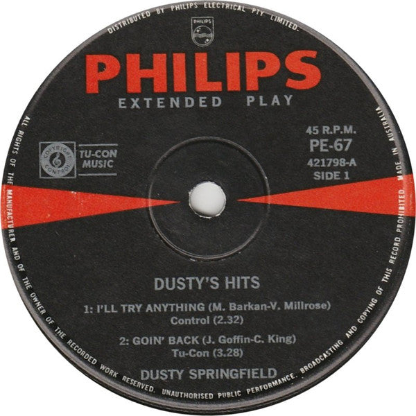 Dusty Springfield : Dusty's Hits (7", EP, Mono)