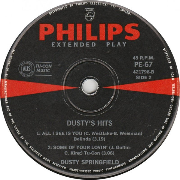 Dusty Springfield : Dusty's Hits (7", EP, Mono)