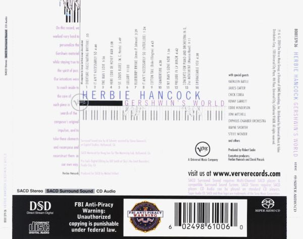 Herbie Hancock : Gershwin's World (SACD, Hybrid, Multichannel, Album, RE, RM)