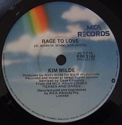 Kim Wilde : Rage To Love (7", Single)