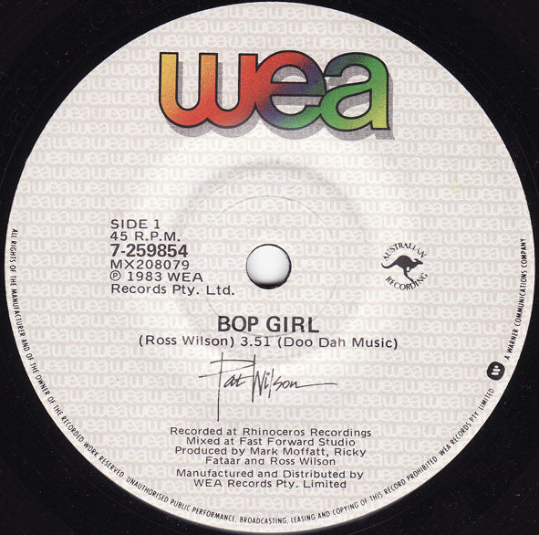 Pat Wilson (2) : Bop Girl (7", Single)