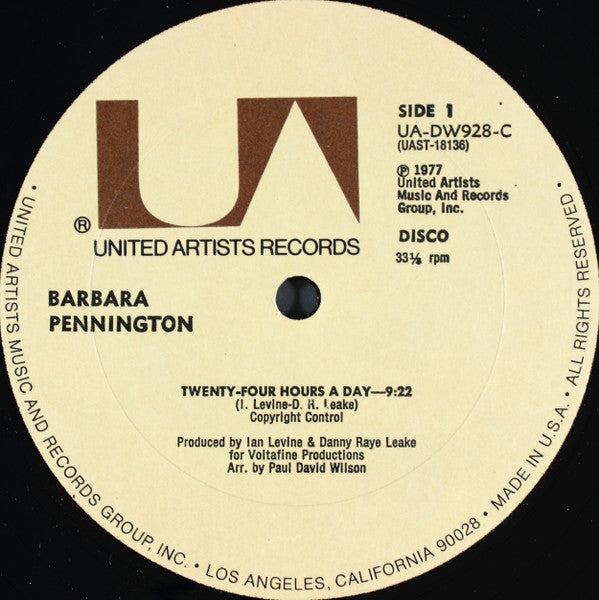 Barbara Pennington : Twenty Four Hours A Day (12", Ltd)