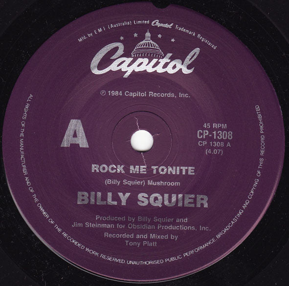 Billy Squier : Rock Me Tonite (7", Single)