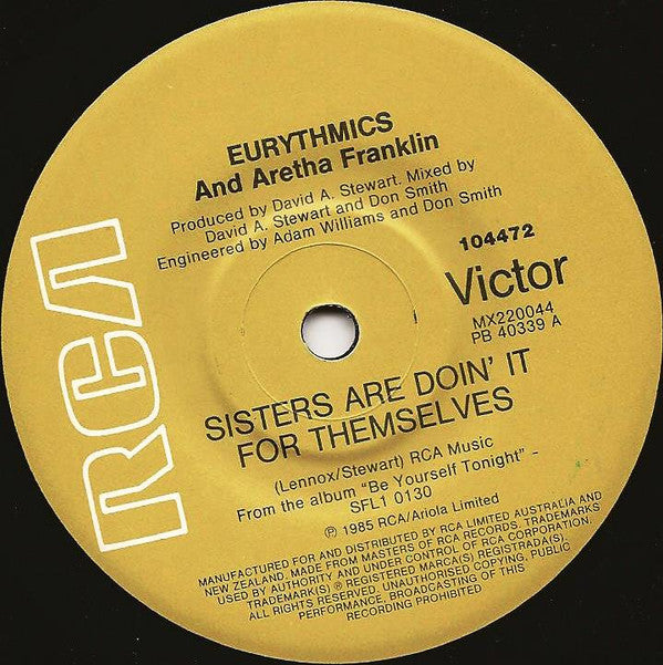 Eurythmics And Aretha Franklin : Sisters Are Doin' It For Themselves (7", Single)