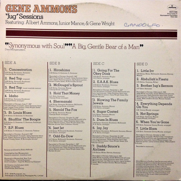 Gene Ammons : "Jug" Sessions (2xLP, Comp)