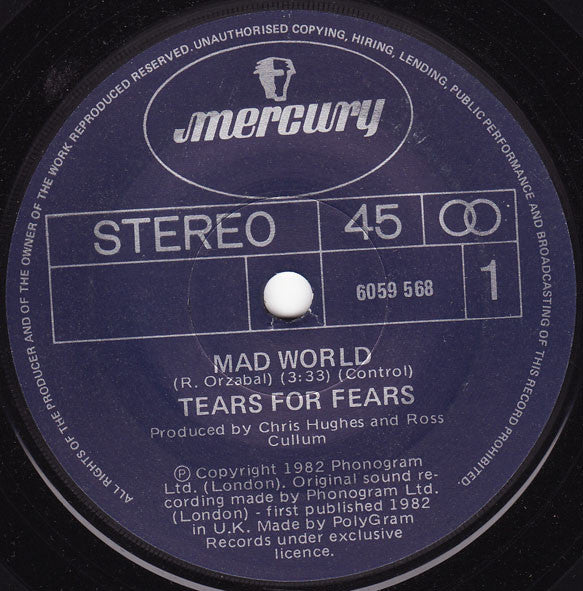 Tears For Fears : Mad World (7", Single)