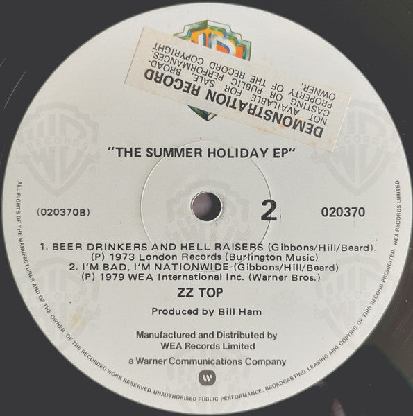 ZZ Top : The ZZ Top Summer Holiday E.P. (12", EP)