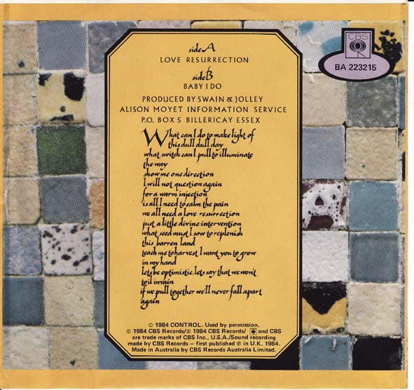 Alison Moyet : Love Resurrection (7")