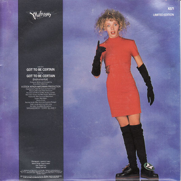 Kylie Minogue : Got To Be Certain (7", Single, Ltd)