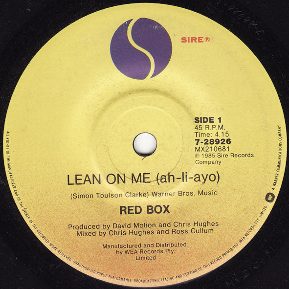 Red Box : Lean On Me (7")