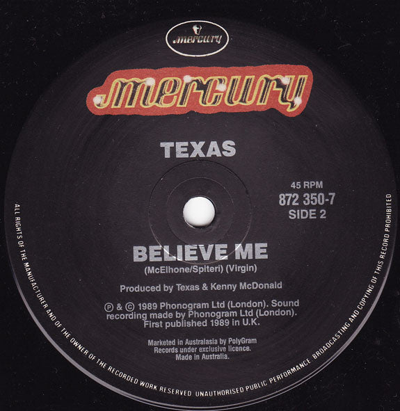 Texas : I Don't Want A Lover (7", Single)