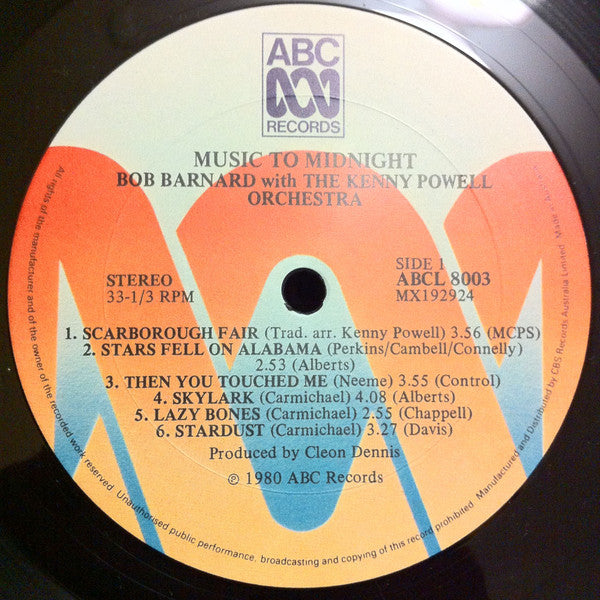 Bob Barnard With The Kenny Powell Orchestra : Music To Midnight (LP)