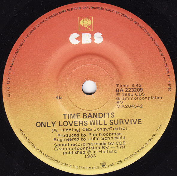 Time Bandits : I Am Only Shooting Love (7")