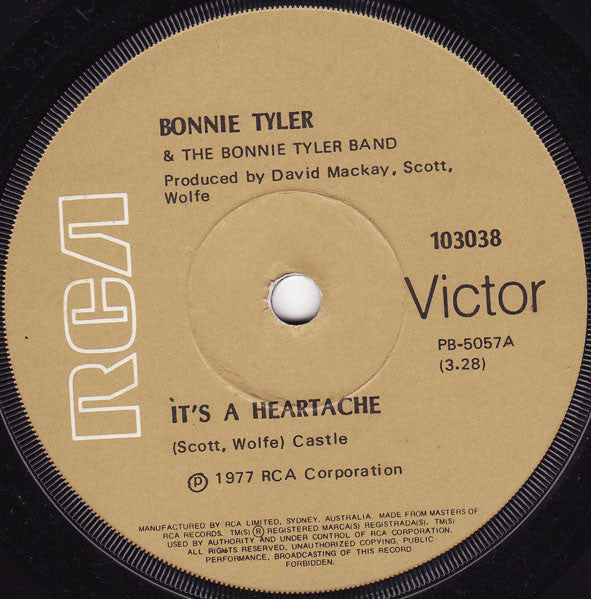 Bonnie Tyler &amp; The Bonnie Tyler Band : It&#39;s A Heartache (7&quot;, Single)