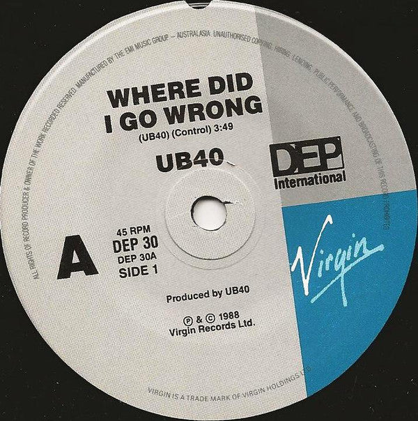 UB40 : Where Did I Go Wrong (7&quot;, Single)