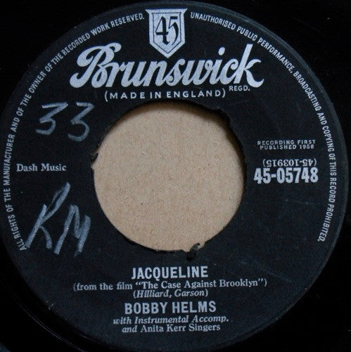 Bobby Helms And The Anita Kerr Singers : Jacqueline / Living In The Shadow Of The Past (7", Single)