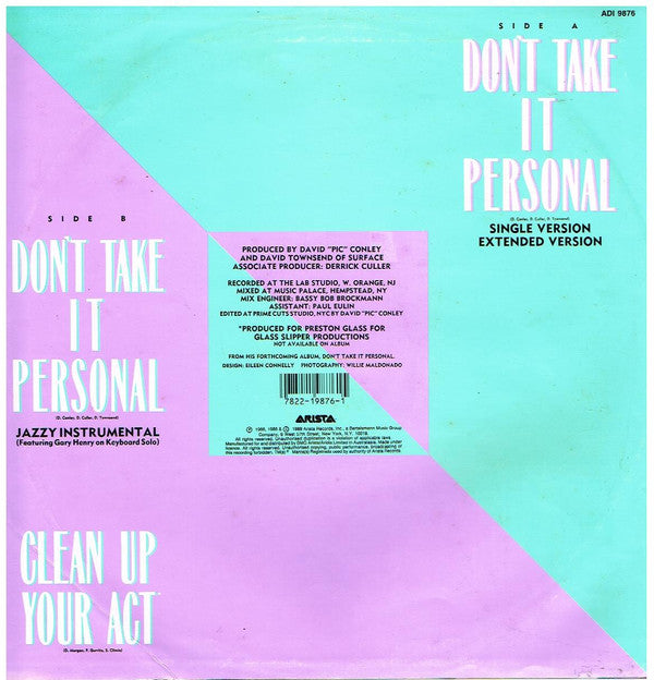 Jermaine Jackson : Don't Take It Personal (12", Single)