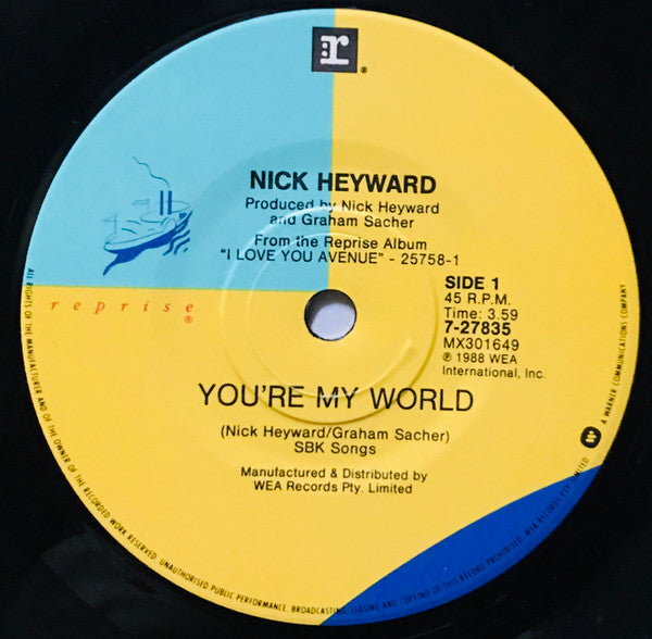 Nick Heyward : You're My World (7", Single)