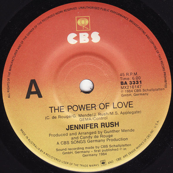 Jennifer Rush : The Power Of Love (7&quot;, Single)